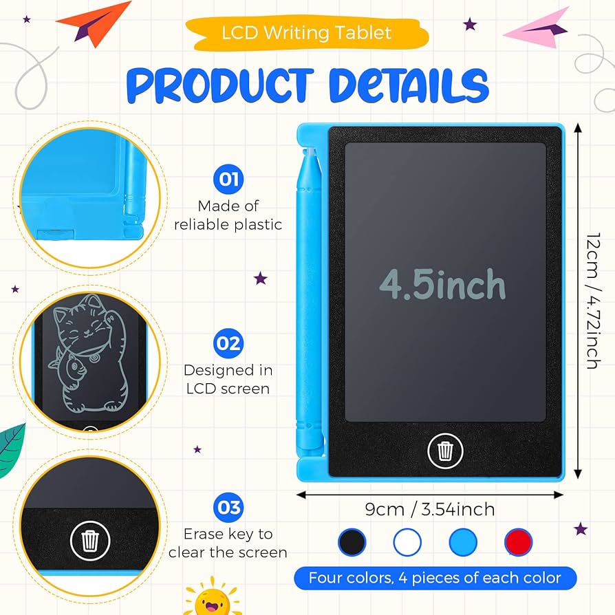 LCD Multicolor Screen Writing Tablet Erasable Writing Board