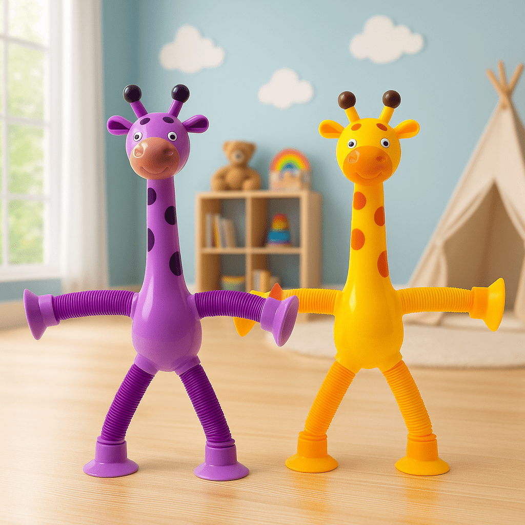 Telescopic Giraffe with Suction Cup Cartoon Toy For kids