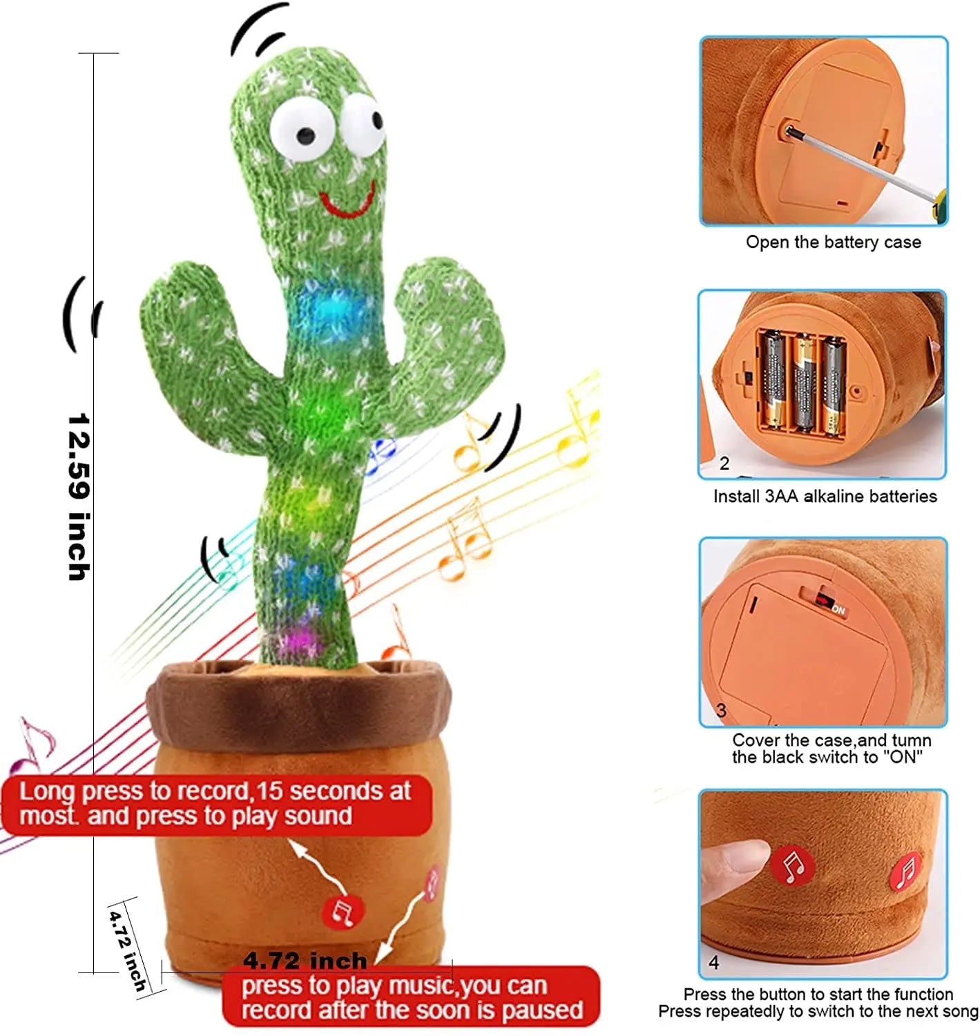 Dancing Talking Cactus Toy (Rechargeable)