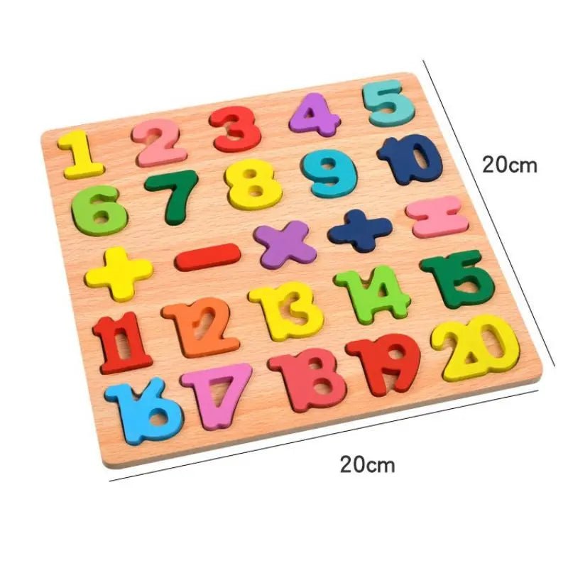 Early Educational wooden Colorful 3D Numbers Shapes and Alphabets