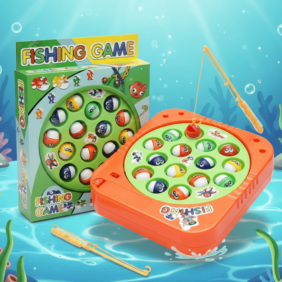 Battery-Operated Rotating Fishing Game Toy for Kids & Toddlers – 15 Fish