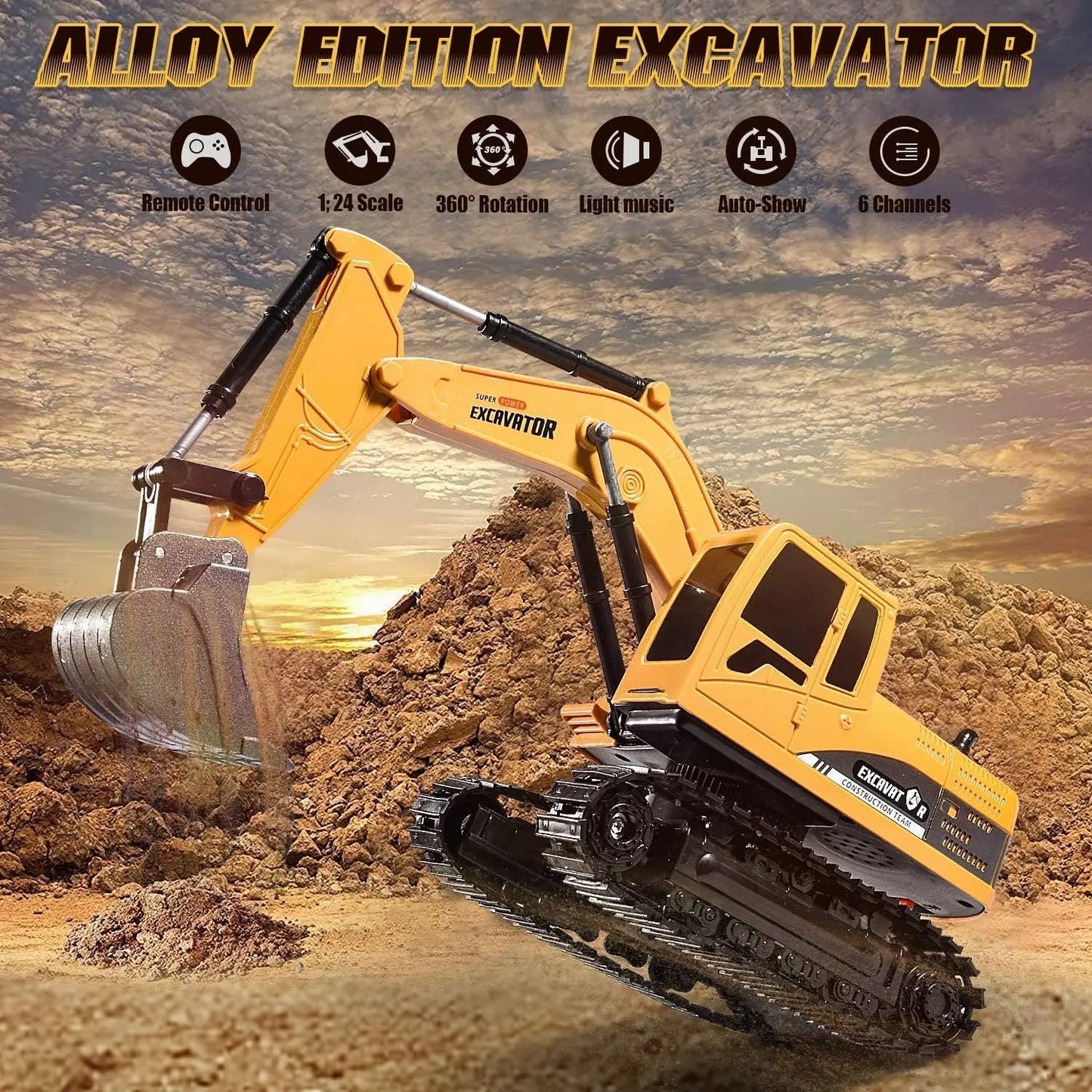 Remote Control Excavator Toy For Kids