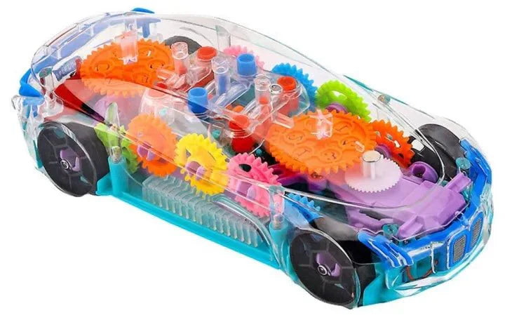 Transparent Electric Toy Car with Lights, Music & Universal Gear