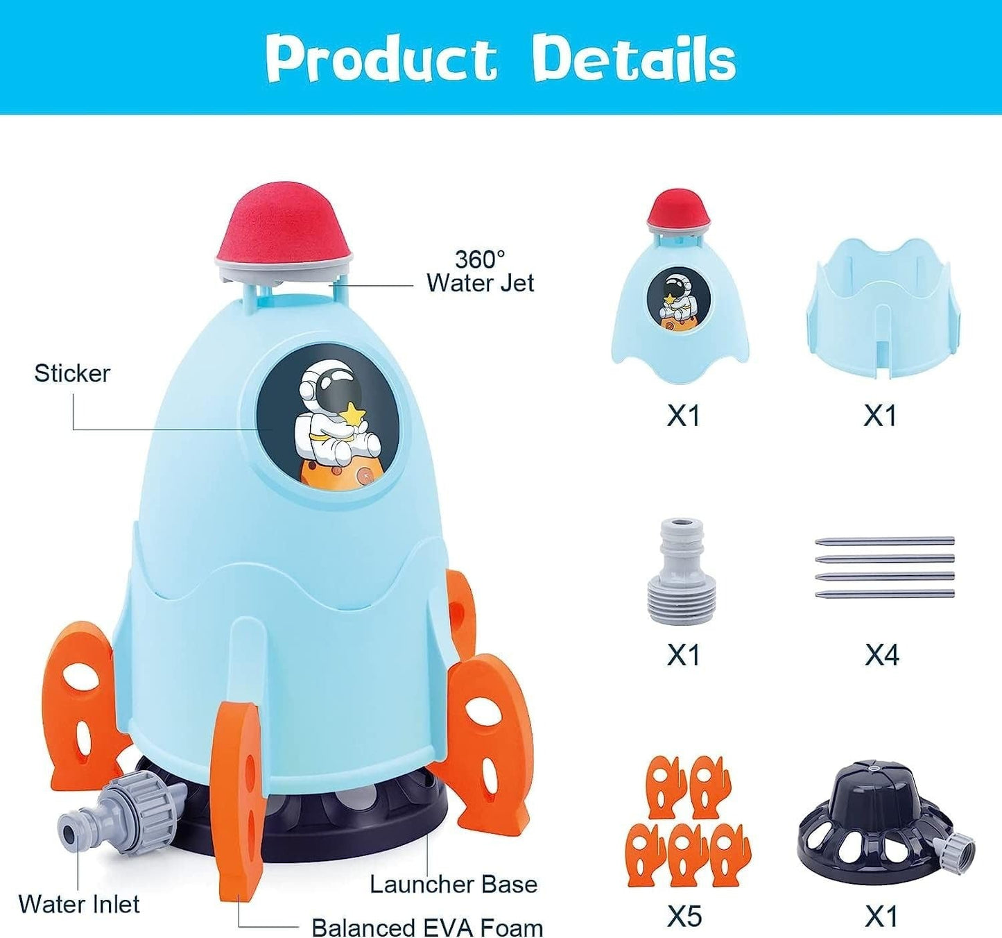 Outdoor 360 degree Rotation Rocket Water Spray